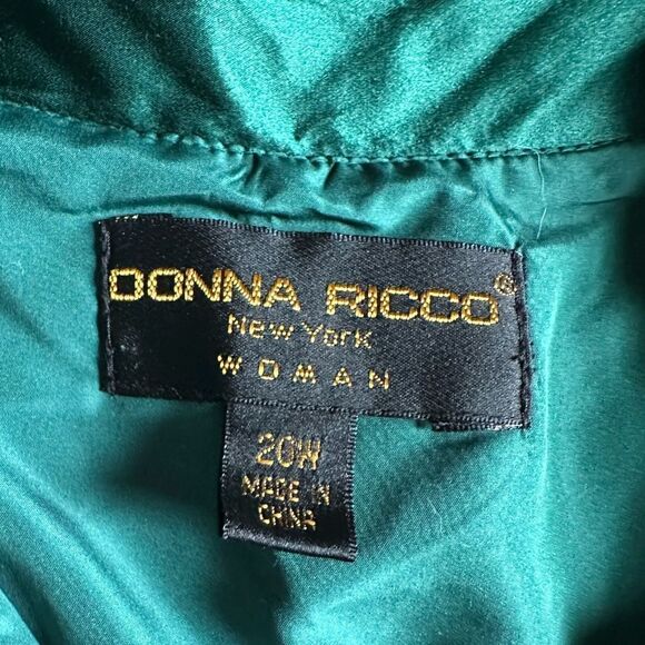 Donna Ricco Silk Dress Green Belted New Wicked Witch Evening Womens Size 20W - Picture 10 of 11